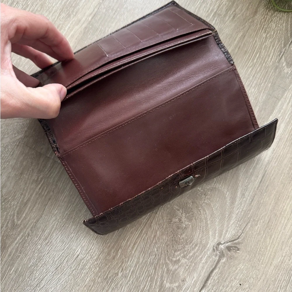 Vintage Dior Wallet, Embossed Leather, Crocodile 1960’s